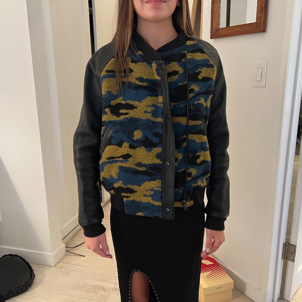 Gryphon Leather and wool Bomber